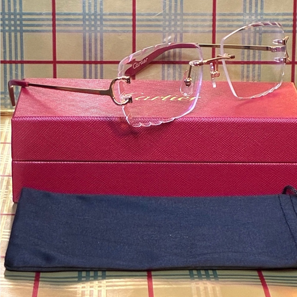 Cartier Big C Unisex Rimless Diamond Cut Glasses